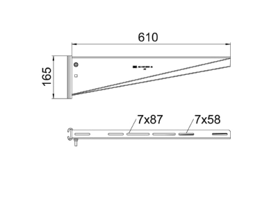 Dimensional drawing 3 OBO AS 55 61 FT Profile console for cable support