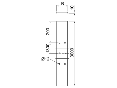 Dimensional drawing 1 OBO AZDG 100 FS Cover for cable support system 103mm
