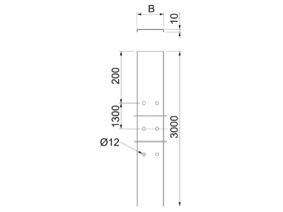 Dimensional drawing 2 OBO AZDG 100 FS Cover for cable support system 103mm