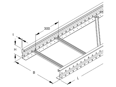 Ma�zeichnung Niedax WSL 105 200 3 F Weitspannkabelleiter 105x200x3000mm