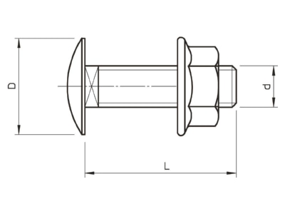 Dimensional drawing 1 OBO FRS 10x25 G Carriage bolt M10x25mm
