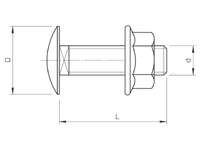 Dimensional drawing 2 OBO FRS 10x25 G Carriage bolt M10x25mm