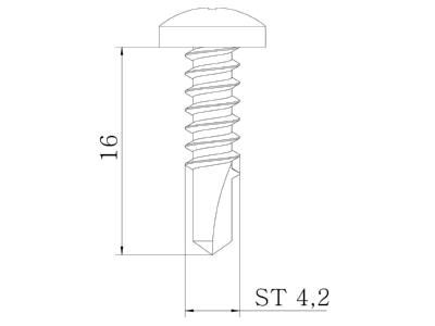 Dimensional drawing 1 OBO BS BKS KP Self drilling tapping screw 4 2x16mm
