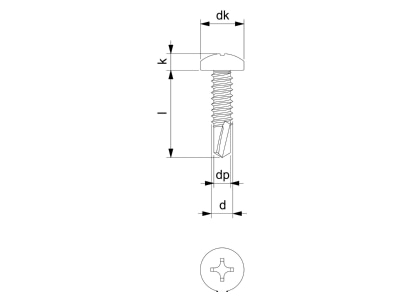 Dimensional drawing 2 OBO BS BKS KP Self drilling tapping screw 4 2x16mm