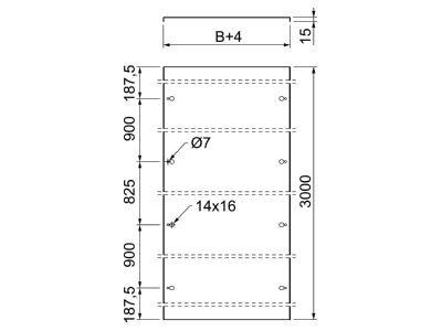 Dimensional drawing 1 OBO DRL FAM 430 FT Cover for cable support system 430mm
