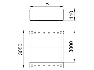 Mazeichnung 2 OBO MKSMU 140 A2 Kabelrinne MKSMU ungelocht m  Schnellverbindung MKSMU 140 VA4301