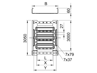Mazeichnung 1 OBO SKSM 620 A4 Kabelrinne SKSM gelocht m  Schnellverbindung SKSM 620 VA4571