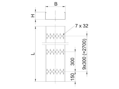 Mazeichnung 2 OBO BKRS 1030 FS Kabelrinne BKRS begehbar