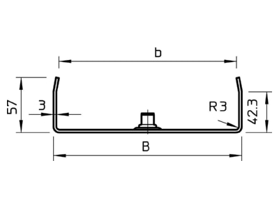 Mazeichnung 1 OBO MAH 60 150 FT Mittenabhaengung Kabelrinne B150mm