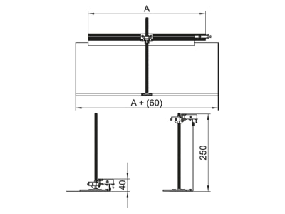 Dimensional drawing 2 OBO OKA G20040240FBR Underfloor duct flush open 200mm