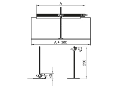 Dimensional drawing 1 OBO OKA G30040240FBR Underfloor duct flush open 300mm
