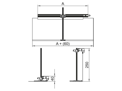 Dimensional drawing 1 OBO OKA G50040240FBR Underfloor duct flush open 500mm
