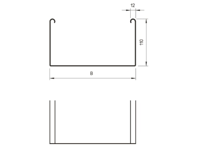 Mazeichnung 1 OBO SKSU 140 FT Kabelrinne SKSU ungelocht 110x400x3000  St  FT