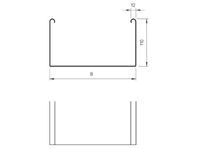 Mazeichnung 2 OBO SKSU 140 FT Kabelrinne SKSU ungelocht 110x400x3000  St  FT