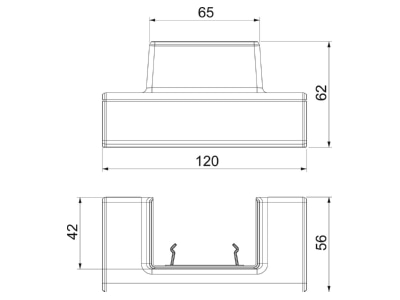 Dimensional drawing 1 OBO GK TA WDK 1LGR Tee for wall duct RAL7035
