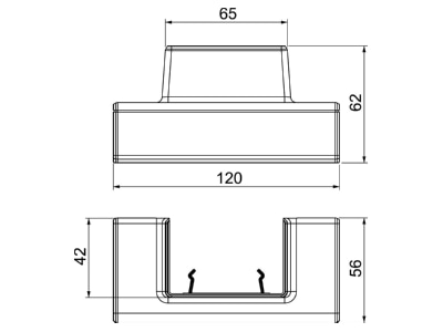Dimensional drawing 2 OBO GK TA WDK 1LGR Tee for wall duct RAL7035