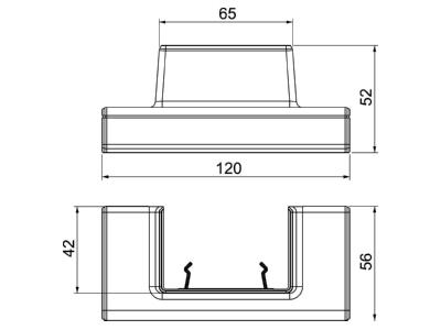 Dimensional drawing 1 OBO GK TA WDK 2AL Tee for wall duct
