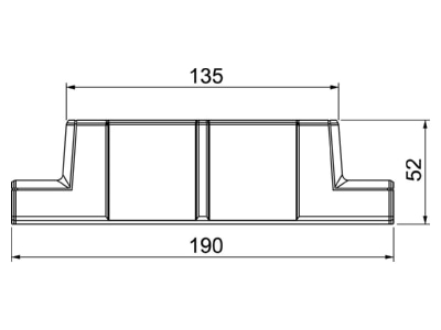 Dimensional drawing 1 OBO GK TR53130RW Tee for wall duct RAL9010
