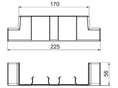 Dimensional drawing 1 OBO GK TR53165LGR Tee for wall duct RAL7035

