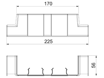 Dimensional drawing 2 OBO GK TR53165LGR Tee for wall duct RAL7035