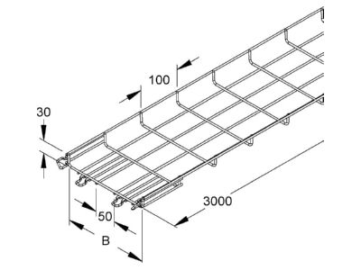Ma�zeichnung Niedax MTC 30 100 V Gitterrinne 30x100x3000mm  CITO