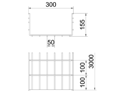 Dimensional drawing 2 OBO SGR 155 300 G Mesh cable tray 155x300mm GR 155 300 G