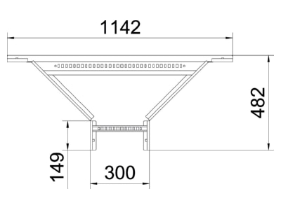 Dimensional drawing 1 OBO LAA 1130 R3 FS Add on tee for cable ladder 300x110mm

