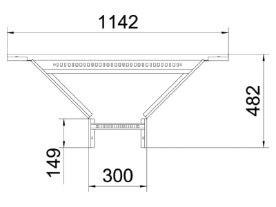 Dimensional drawing 1 OBO LAA 630 R3 FS Add on tee for cable ladder 300x60mm
