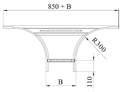 Dimensional drawing 2 OBO LAA 630 R3 FS Add on tee for cable ladder 300x60mm
