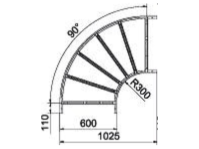 Dimensional drawing 2 OBO LB 90 1160 R3 FS Horizontal Bend for cable ladder