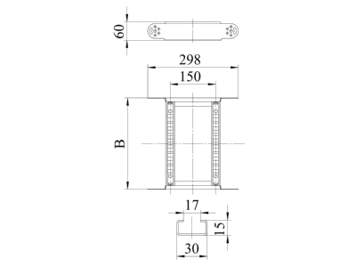 Dimensional drawing 1 OBO LGBE 640 FS Bend for cable ladder 60x400mm

