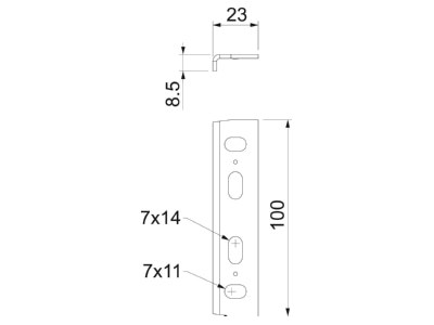 Dimensional drawing 1 OBO MKR SV A2 Longitudinal joint for cable support
