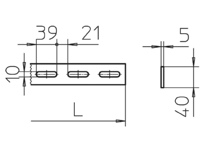 Dimensional drawing 1 OBO SLH 62 3000 A2 Mounting material for cable tray
