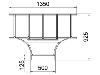 Dimensional drawing 1 OBO SLT 1150 R3 FT Tee for cable ladder 500x110mm
