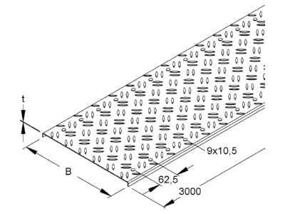 Mazeichnung Niedax RDRS 100 2 0 S Deckel fuer Kabelrinne rutschsich  105x3000