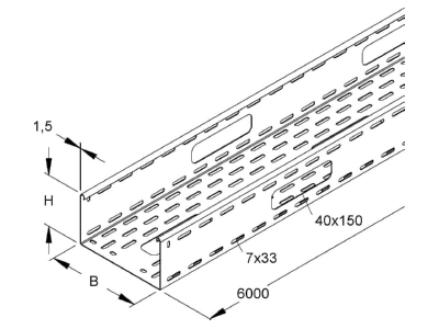Ma�zeichnung Niedax RSV 110 400 F OV Verteilerrinne 110x400x3000mm
