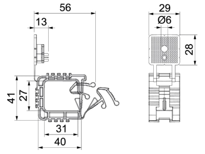 Dimensional drawing 1 OBO 2031 10 SP Cable guide for 10 cables 3x1 5mm 
