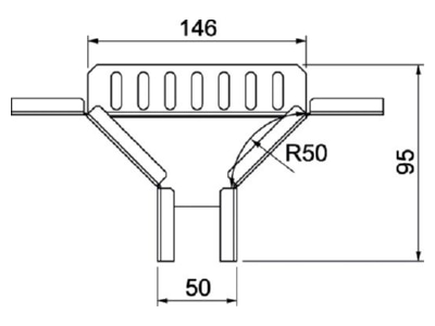 Dimensional drawing 1 OBO RAA 305 FS Add on tee for cable tray  solid wall 
