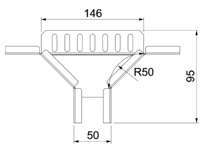 Dimensional drawing 2 OBO RAA 305 FS Add on tee for cable tray  solid wall 