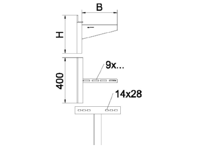 Ma�zeichnung 2 OBO AWSS 61 A4 Wandausleger B610mm schwere BF