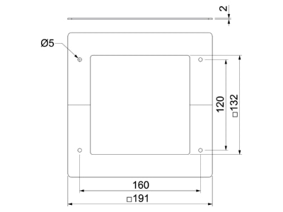 Ma�zeichnung 2 OBO DBP130130WA Deckenblende f S Profil 130x130mm