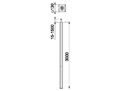 Ma�zeichnung 1 OBO ISS130130EL Installationssaeule 3006x130x130mm