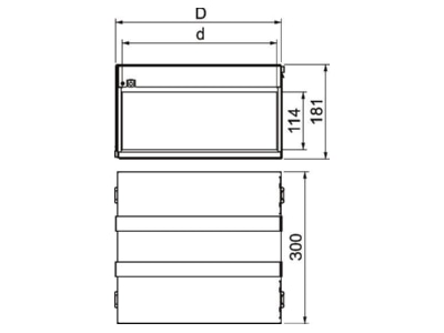 Dimensional drawing OBO PMB 120 4 A2 Fireproof partition box