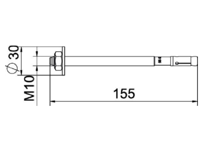 Dimensional drawing OBO BZ3 10x155 35 95 Anchor bolt with External thread
