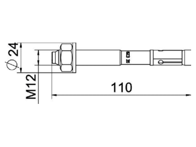 Dimensional drawing OBO BZ3 12x110 0 35 Anchor bolt with External thread