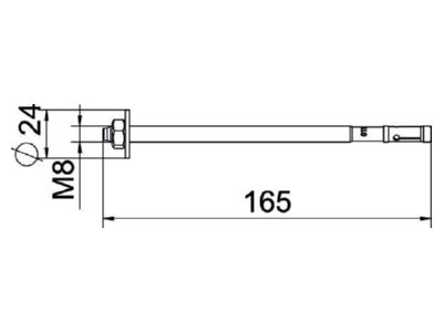 Dimensional drawing OBO BZ3 8x165 55 110 Anchor bolt with External thread 8x165mm