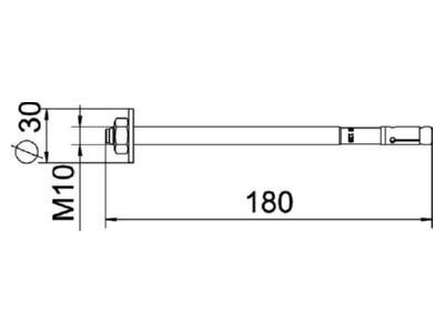 Dimensional drawing OBO BZ310x180 60 120 Anchor bolt with External thread