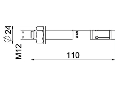 Dimensional drawing OBO BZ312x110 0 35A4 Anchor bolt with External thread
