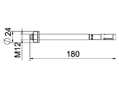 Dimensional drawing OBO BZ312x180 30 105 Anchor bolt with External thread