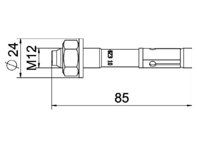 Dimensional drawing OBO BZ312x85 0 10 Anchor bolt with External thread 12x85mm